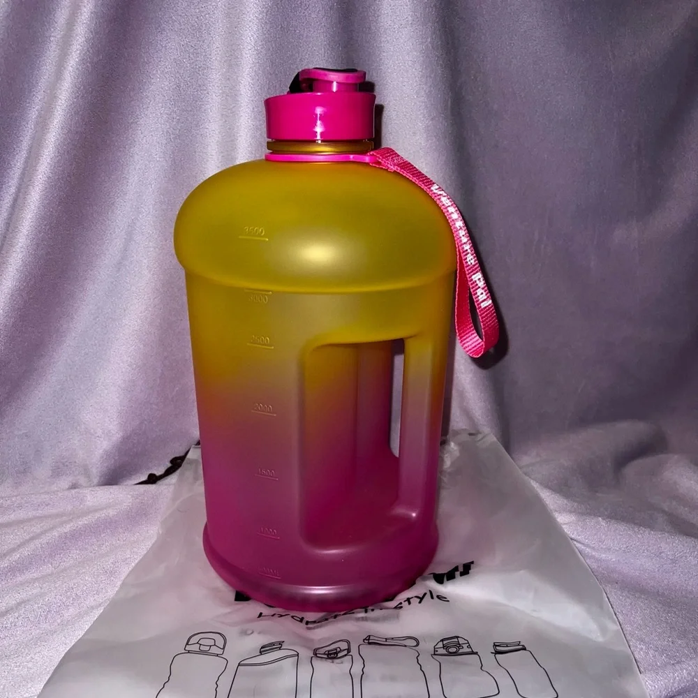 Large Motivational Gradient Water Bottle - Pink and Yellow